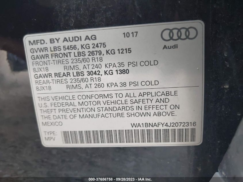 2018 AUDI Q5 PREMIUM PLUS - WA1BNAFY4J2072316