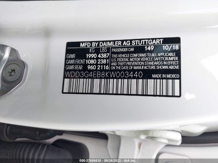 2019 MERCEDES-BENZ A-CLASS A 220 WDD3G4EB8KW003440