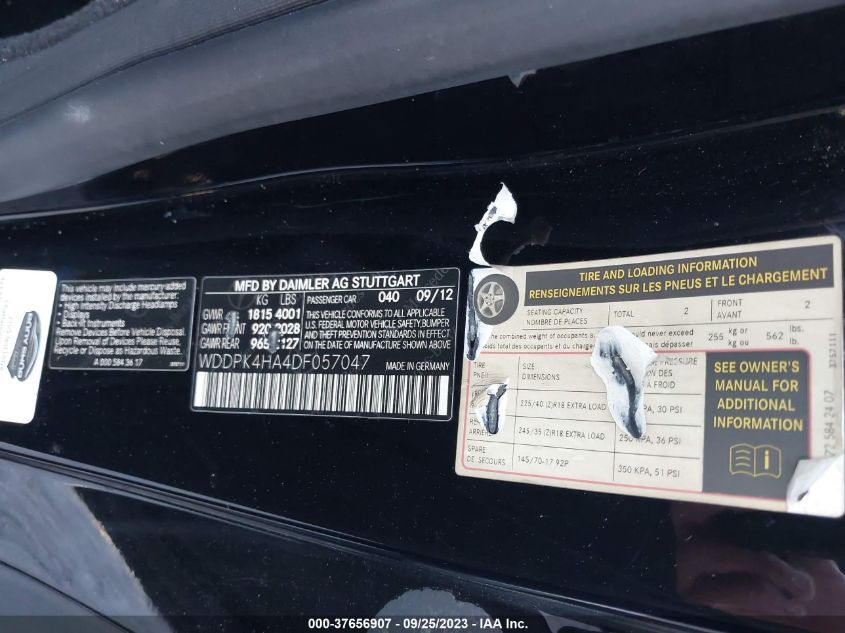 2013 MERCEDES-BENZ SLK-CLASS SLK 250 WDDPK4HA4DF057047