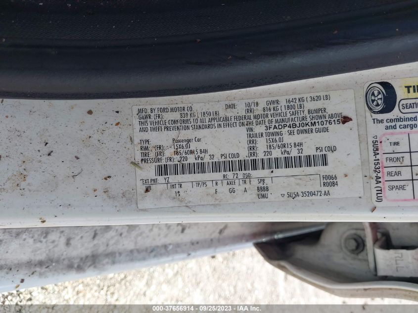 2019 FORD FIESTA SE - 3FADP4BJ0KM107615