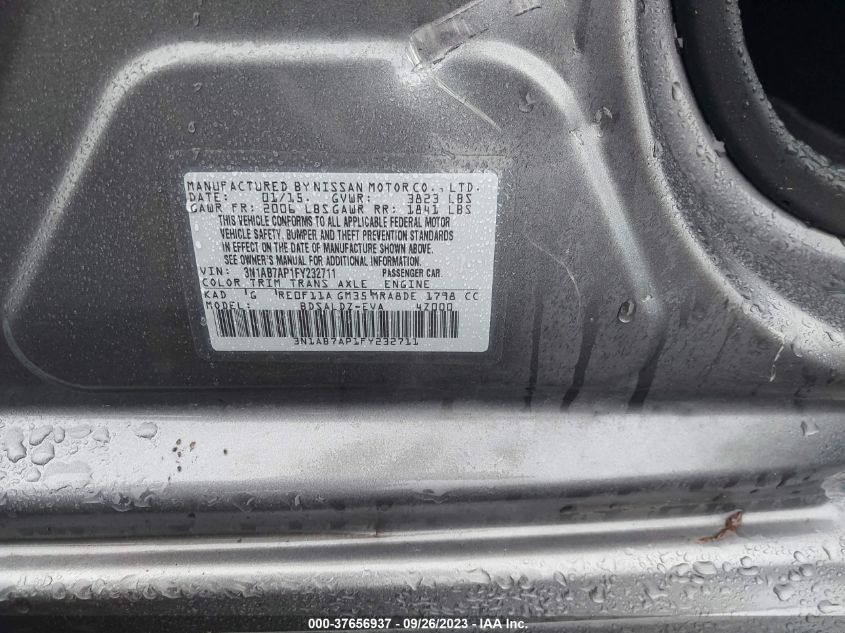 2015 NISSAN SENTRA SV - 3N1AB7AP1FY232711