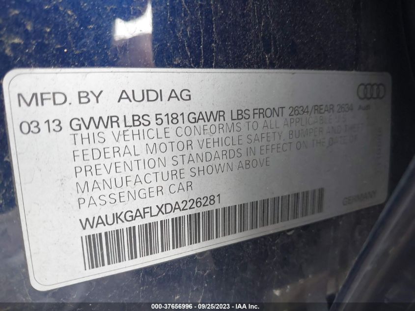 2013 AUDI S4 PRESTIGE - WAUKGAFLXDA226281