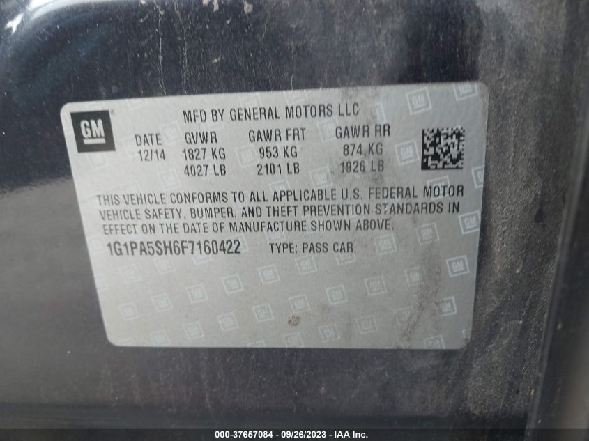 2015 CHEVROLET CRUZE LS - 1G1PA5SH6F7160422