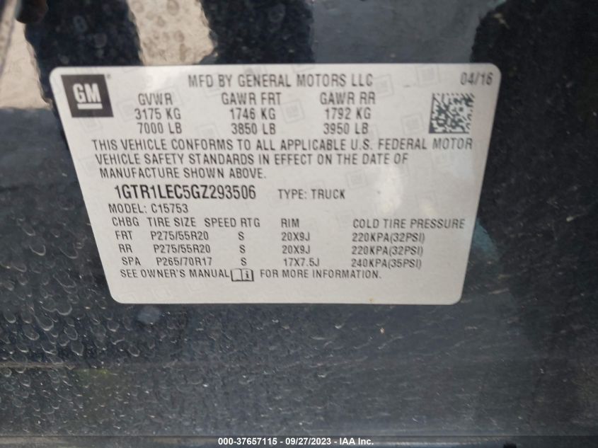 2016 GMC SIERRA 1500 - 1GTR1LEC5GZ293506
