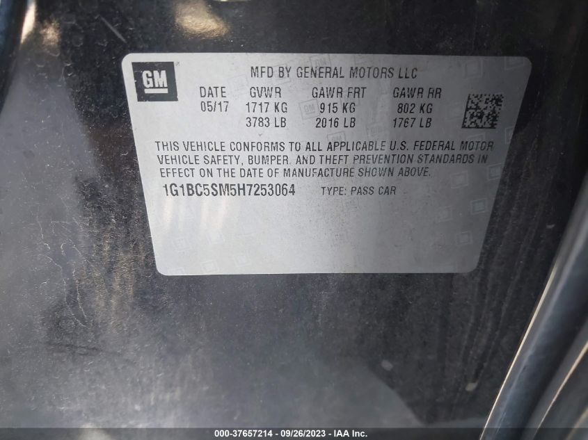 2017 CHEVROLET CRUZE LS - 1G1BC5SM5H7253064