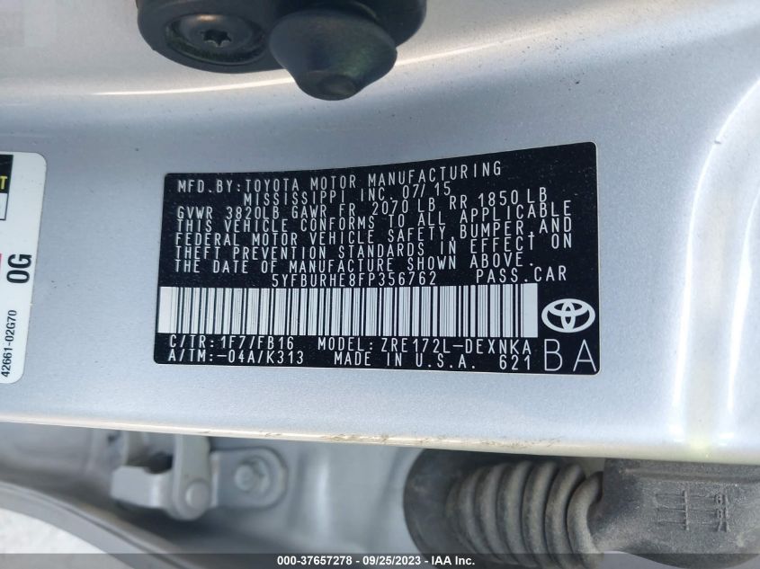 2015 TOYOTA COROLLA L/LE/S/S PLUS/LE PLUS - 5YFBURHE8FP356762