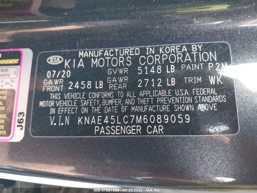 VIN KNAE45LC7M6089059 2021 KIA STINGER GT1