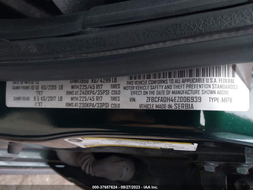 2014 FIAT 500L TREKKING - ZFBCFADH4EZ006939