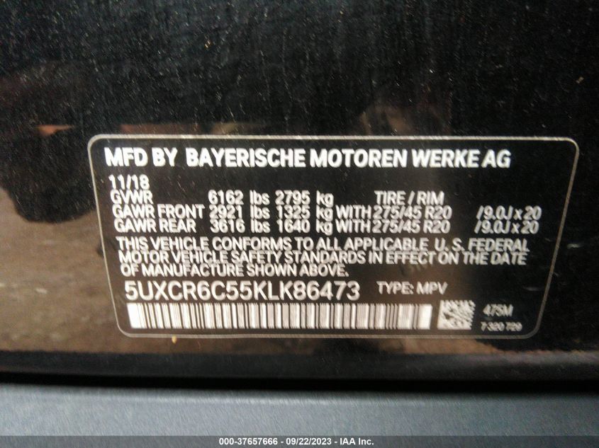 5UXCR6C55KLK86473 BMW X5 XDRIVE40I 9