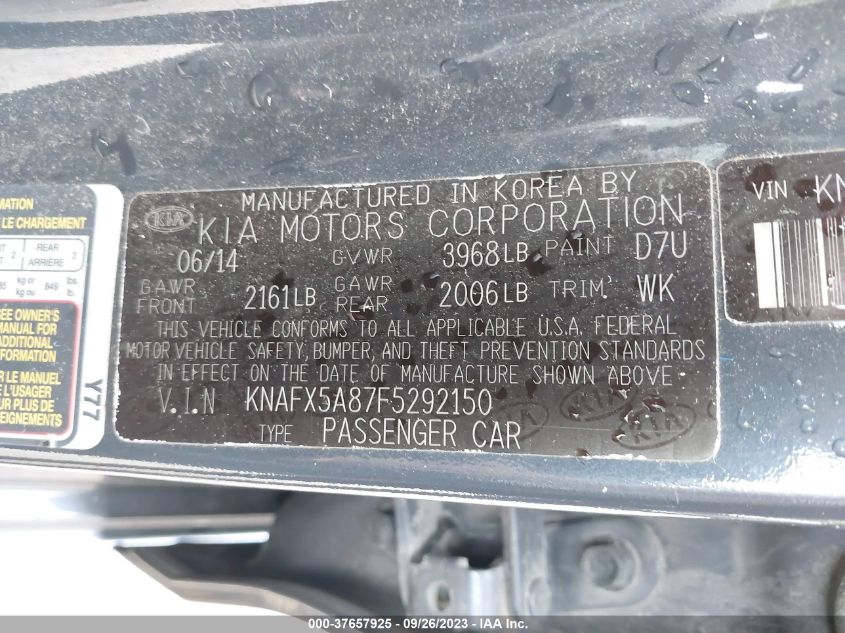 2015 KIA FORTE 5-DOOR EX - KNAFX5A87F5292150