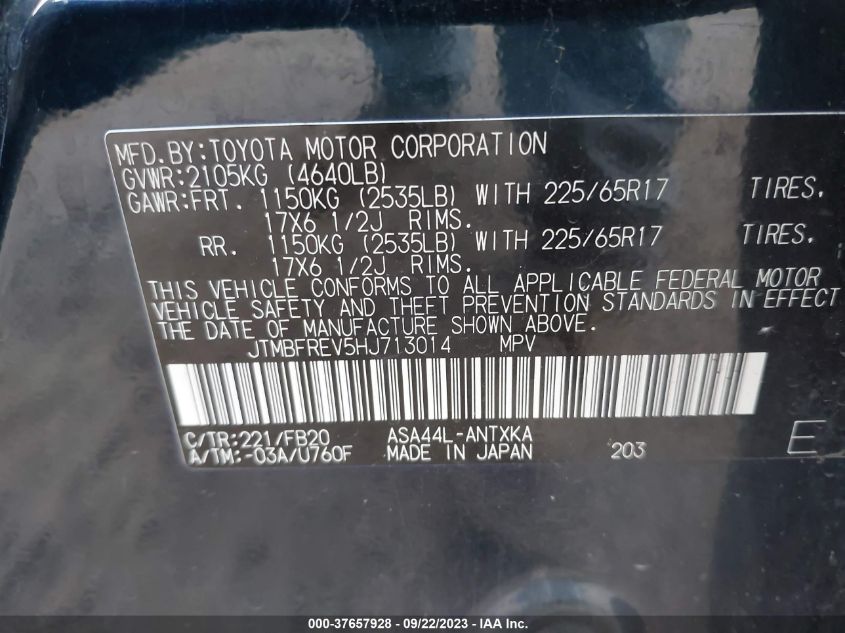 2017 TOYOTA RAV4 LE - JTMBFREV5HJ713014