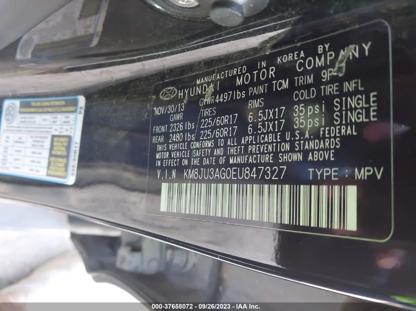 2014 HYUNDAI TUCSON SE - KM8JU3AG0EU847327