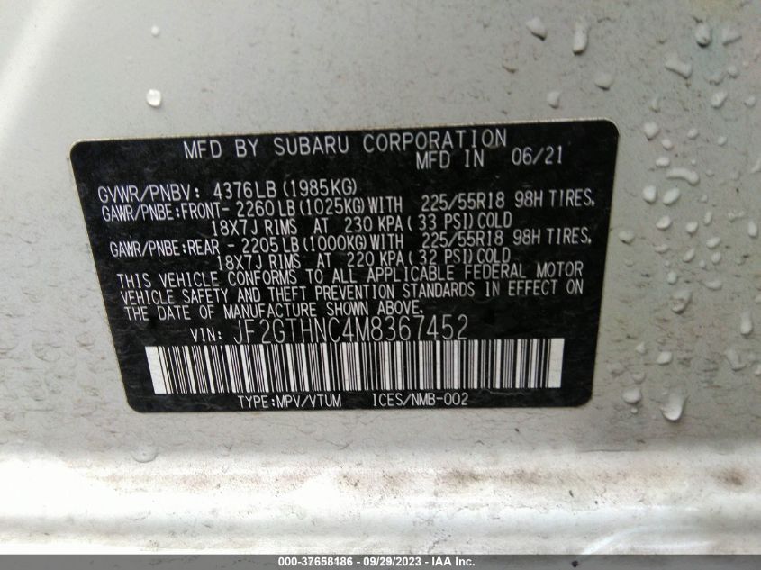 2021 SUBARU CROSSTREK LIMITED - JF2GTHNC4M8367452