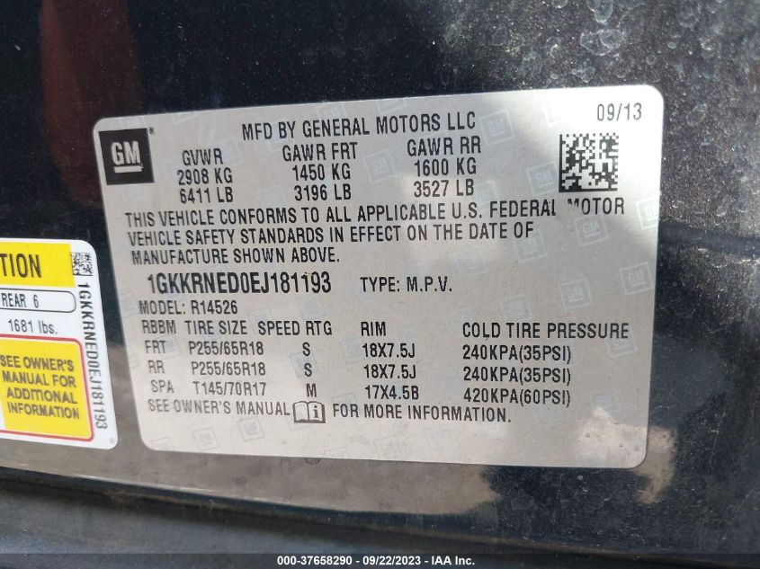 2014 GMC ACADIA SLE - 1GKKRNED0EJ181193