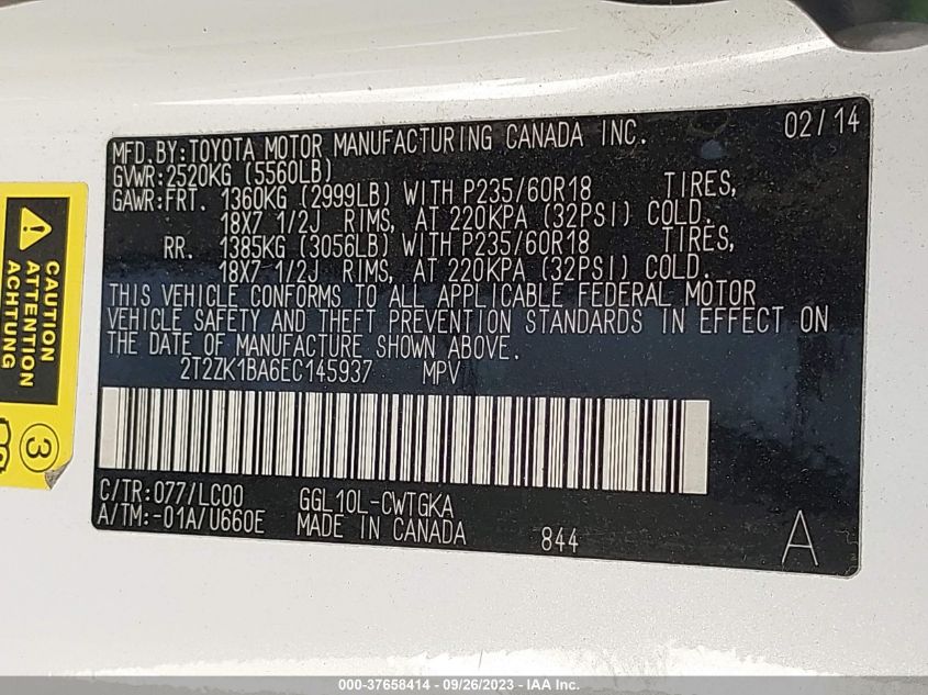 2014 LEXUS RX 350 - 2T2ZK1BA6EC145937