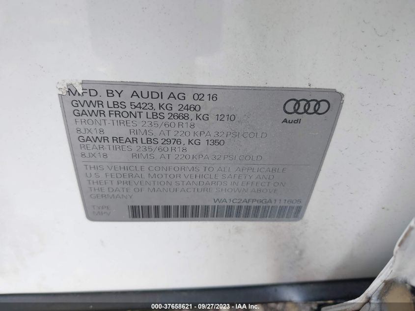 WA1C2AFP6GA111605 2016 AUDI Q5, photo no. 9