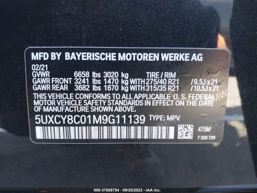 5UXCY8C01M9G11139 BMW X6 M50I 9