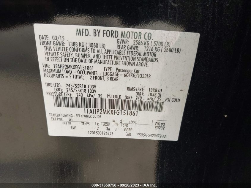 2015 FORD SEDAN POLICE INTERCEPTOR 1FAHP2MKXFG151861