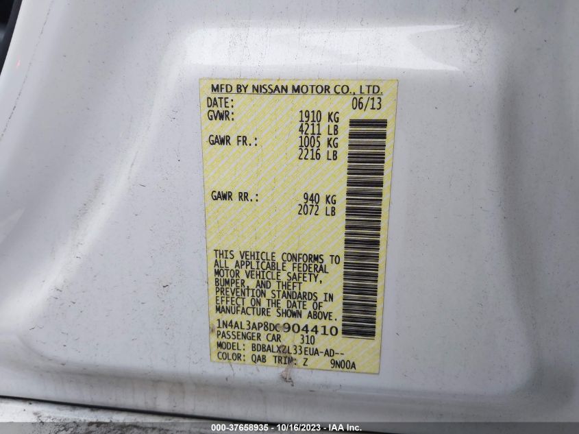 2013 NISSAN ALTIMA 2.5 SL - 1N4AL3AP8DC904410