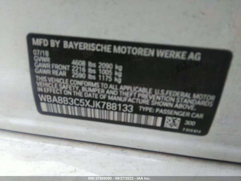 2018 BMW 340I WBA8B3C5XJK788133