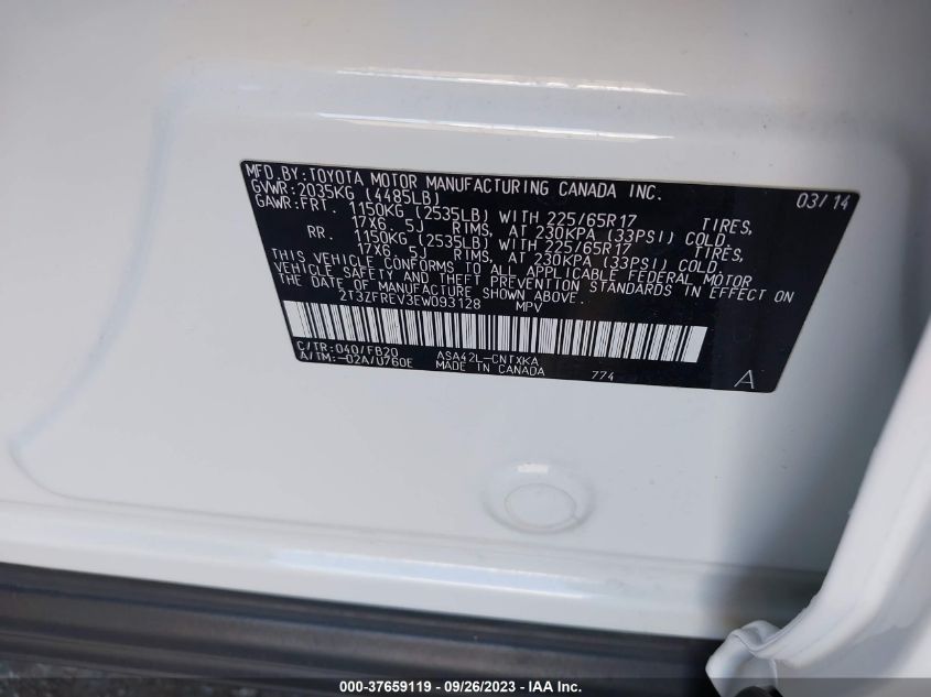 2014 TOYOTA RAV4 LE - 2T3ZFREV3EW093128