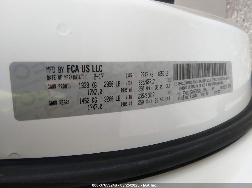 2017 CHRYSLER PACIFICA TOURING - 2C4RC1DG7HR705021