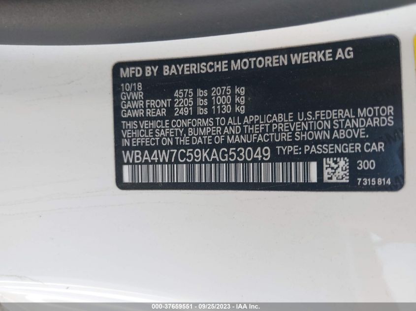 WBA4W7C59KAG53049 BMW 4 Series 440I 9