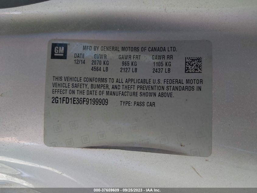 2015 CHEVROLET CAMARO LT - 2G1FD1E36F9199909
