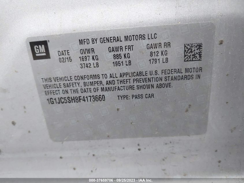 2015 CHEVROLET SONIC LT - 1G1JC5SH8F4173660