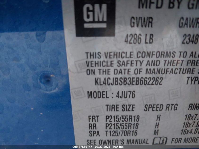 2014 BUICK ENCORE CONVENIENCE - KL4CJBSB3EB662262