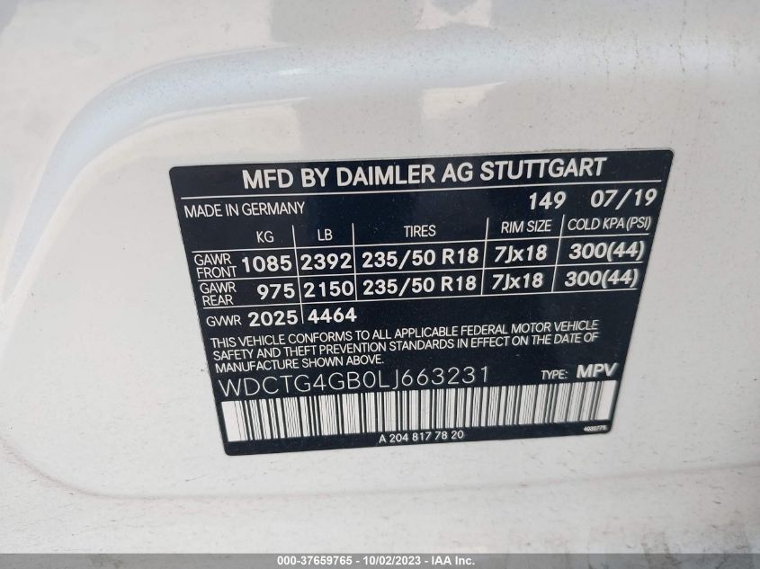 2020 MERCEDES-BENZ GLA GLA 250 - WDCTG4GB0LJ663231
