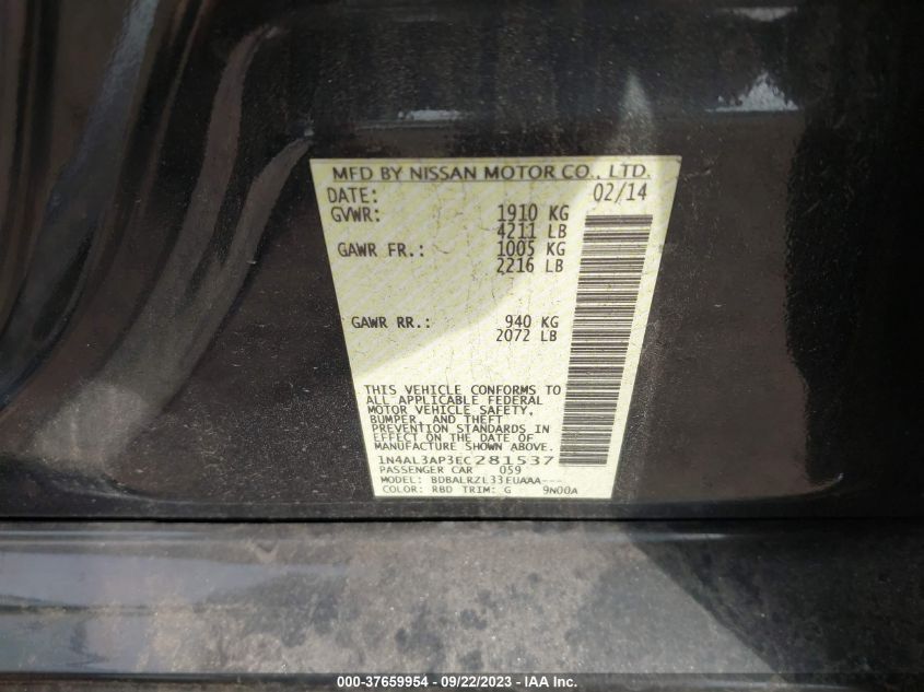 2014 NISSAN ALTIMA 2.5 - 1N4AL3AP3EC281537