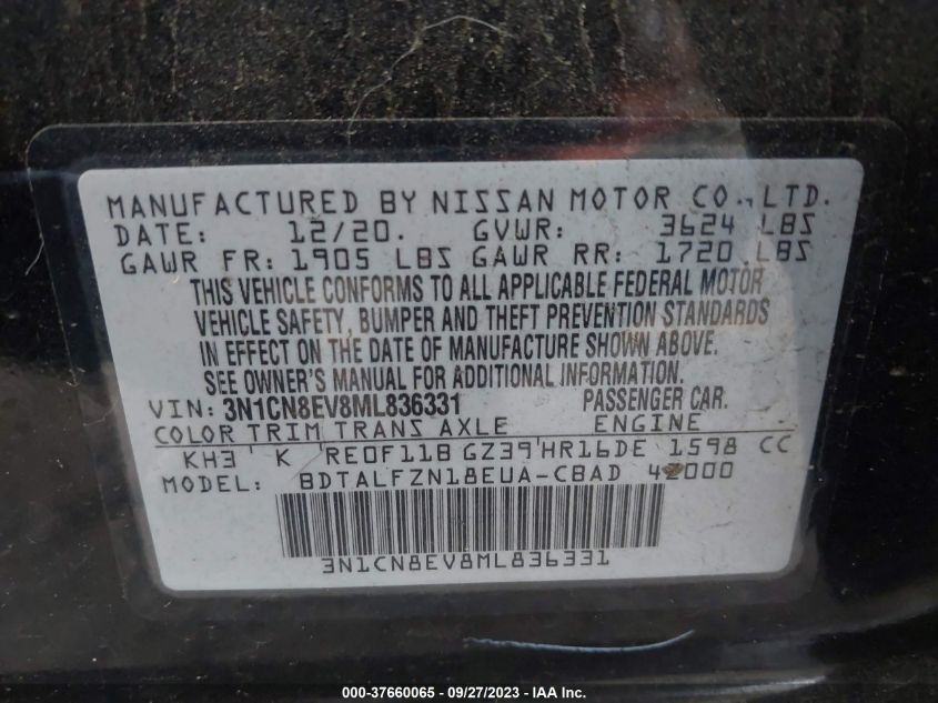 2021 NISSAN VERSA SV - 3N1CN8EV8ML836331