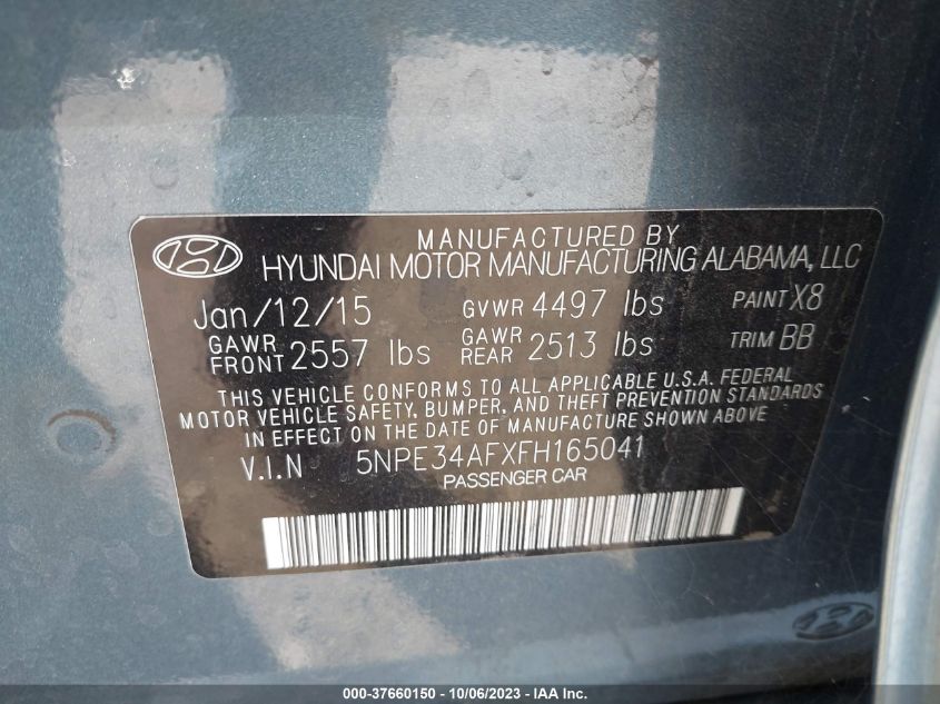 2015 HYUNDAI SONATA 2.4L SPORT - 5NPE34AFXFH165041