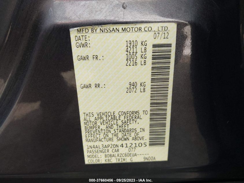 2013 NISSAN ALTIMA 2.5 S - 1N4AL3AP2DN412105