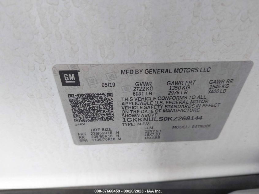 2019 GMC ACADIA SLT - 1GKKNULS0KZ268144