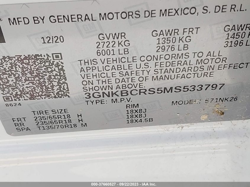 3GNKBCRS5MS533797 Chevrolet Blazer LT 9