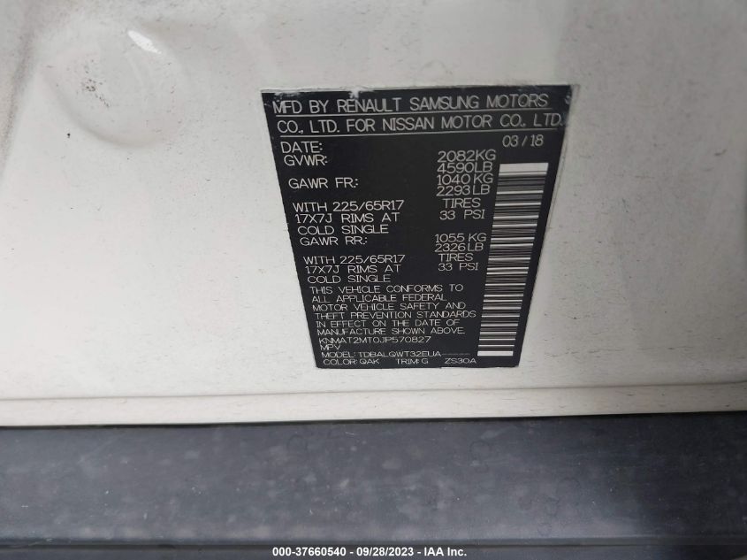 2018 NISSAN ROGUE SV - KNMAT2MT0JP570827