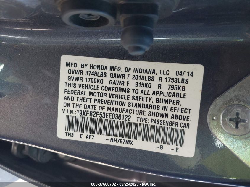 2014 HONDA CIVIC LX - 19XFB2F53EE036122