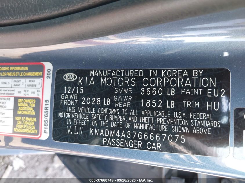 2016 KIA RIO LX - KNADM4A37G6667075