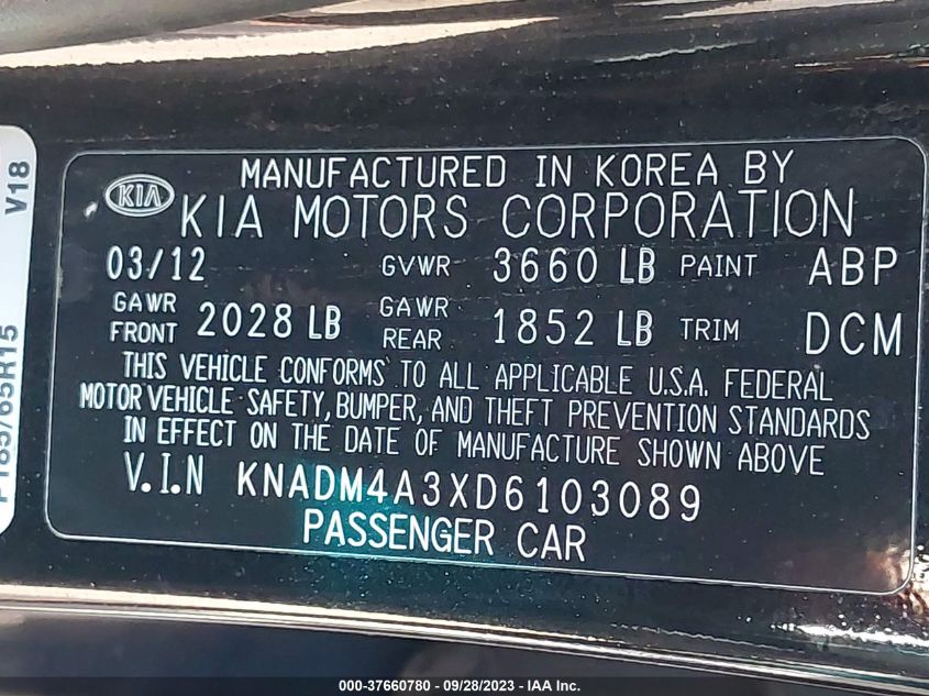 2013 KIA RIO LX - KNADM4A3XD6103089