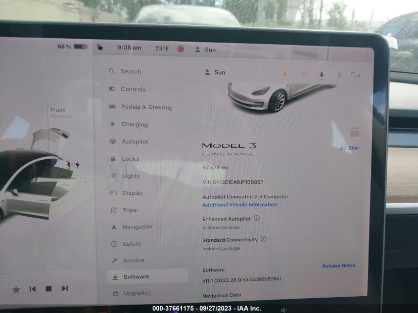 2018 TESLA MODEL 3 RANGE BATTERY - 5YJ3E1EA6JF108857