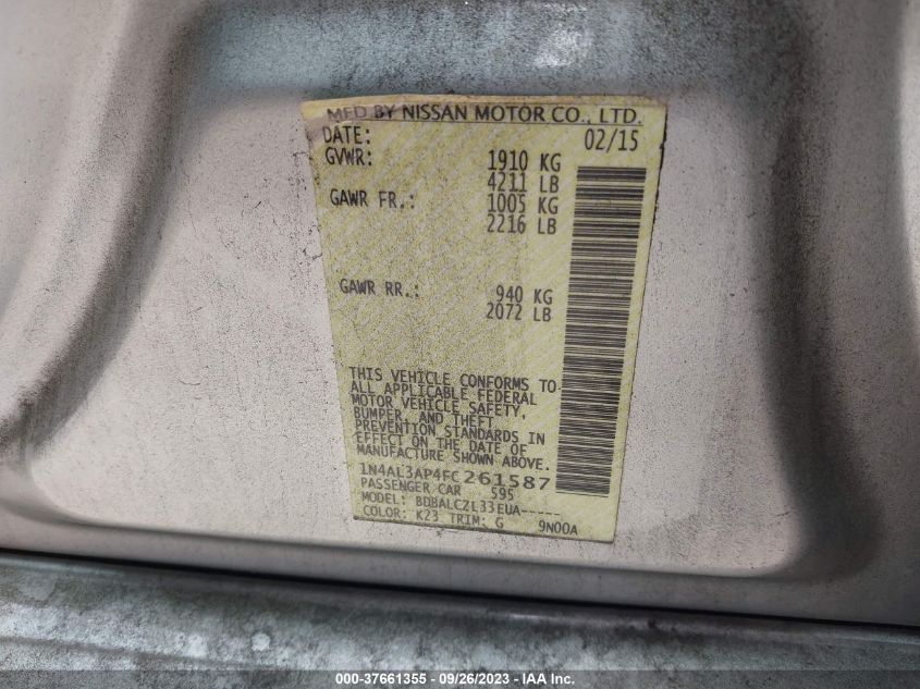2015 NISSAN ALTIMA 2.5 - 1N4AL3AP4FC261587
