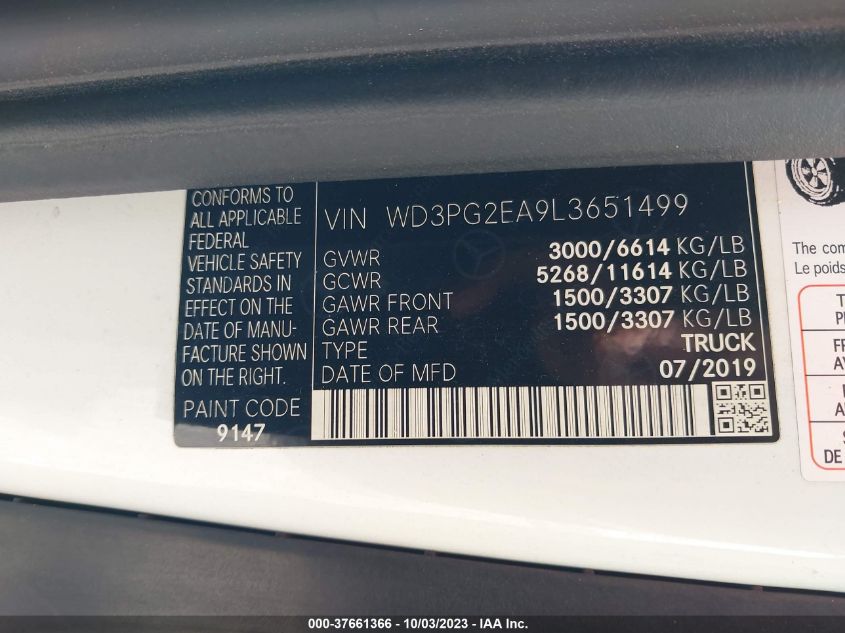 2020 MERCEDES-BENZ METRIS CARGO VAN - WD3PG2EA9L3651499