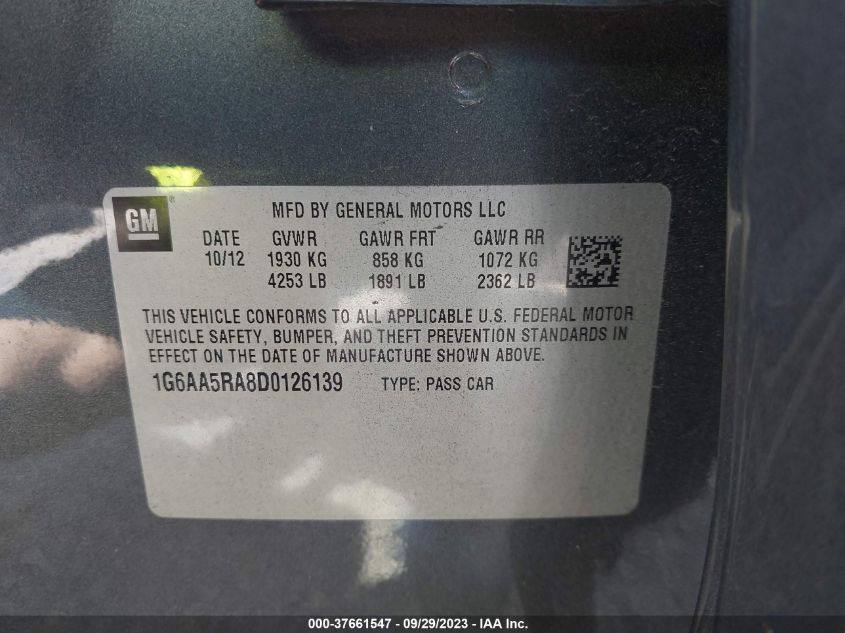2013 CADILLAC ATS - 1G6AA5RA8D0126139