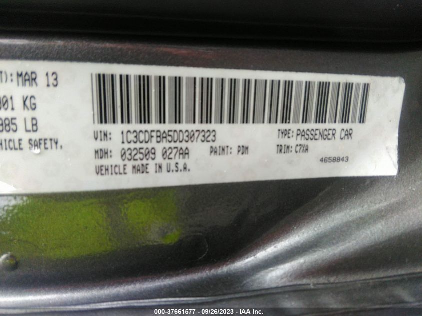 2013 DODGE DART SXT - 1C3CDFBA5DD307323