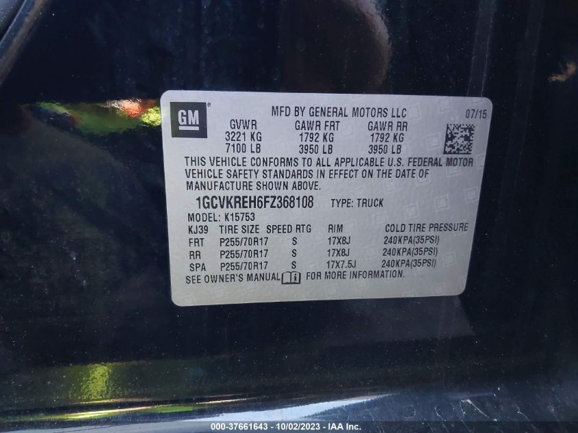 2015 CHEVROLET SILVERADO 1500 LT - 1GCVKREH6FZ368108