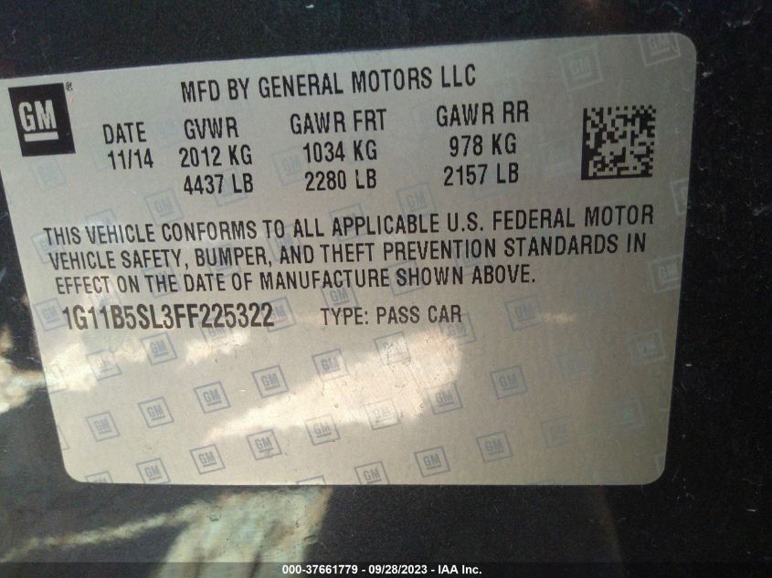 2015 CHEVROLET MALIBU LS - 1G11B5SL3FF225322