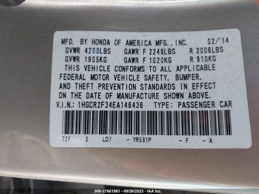 2014 HONDA ACCORD SEDAN LX - 1HGCR2F34EA146436