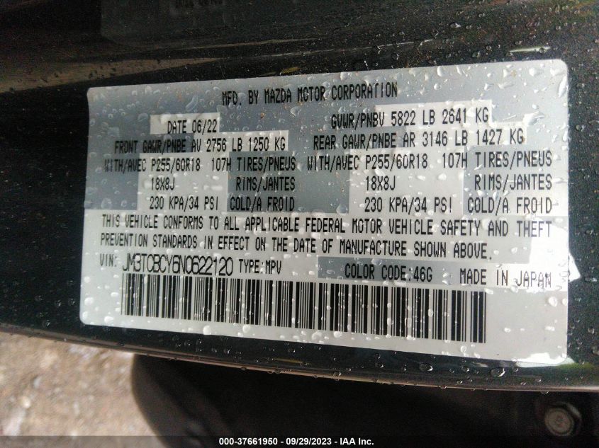 2022 MAZDA CX-9 TOURING - JM3TCBCY6N0622120
